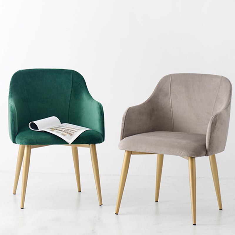 Upholstered Arm Chair Glam Dining Arm Chair with Gold Legs for Home