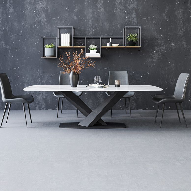 Mesa de comedor rectangular colección de comedor de piedra contemporánea con pedestal