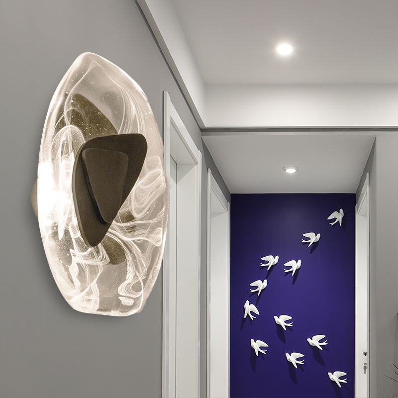 Geometric Crystal Wall Light Simple LED Dining Room Wall Sconce Lighting in Black/Brown/Gold, Warm/White Light