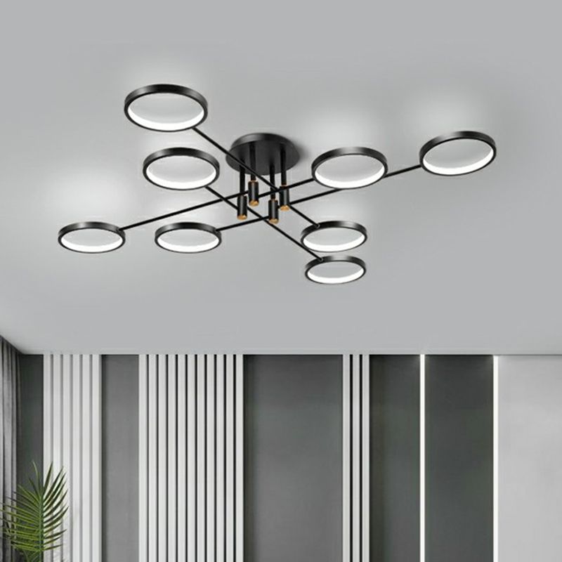 Simplicity Circles LED Ceiling Lamp Metal Living Room Semi Flush Mount Light Fixture