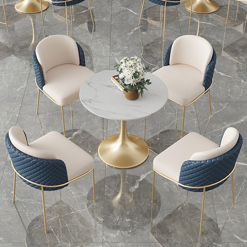 Glam Round Sintered Stone Dining Table Set 1/2/3/4/5 Pieces Dining Set for Home Use
