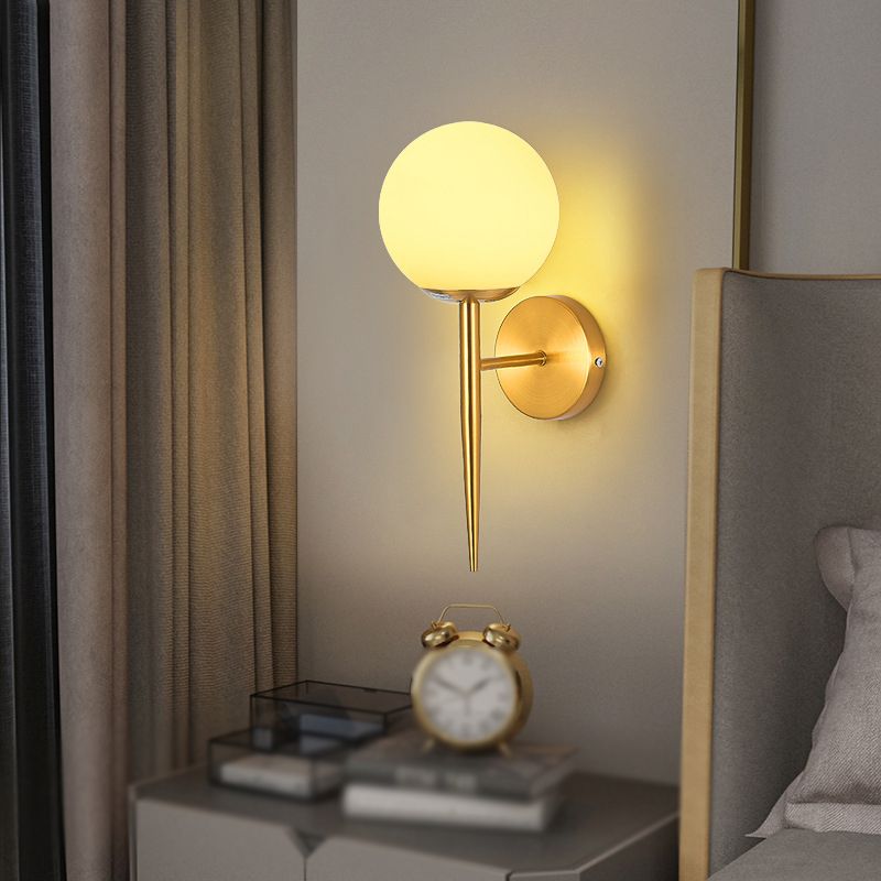 Modern Simple Vanity Light Ball Shape Vanity Lamp with Glass Shade for Bedroom