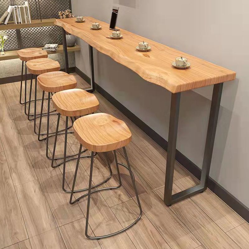 Modern Style Wood Bar Table Brown Rectangle Bar Table for Kitchen