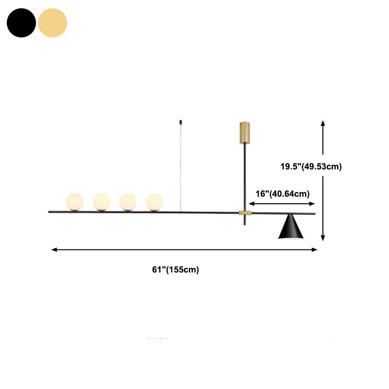 Modern Simple Iron Hanging Lamp Strip Shape Island Light Fixture for Dining Table