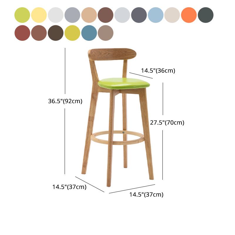 Natural Wood Upholstered Counter Stools Scandinavian Footrest Bar Stools