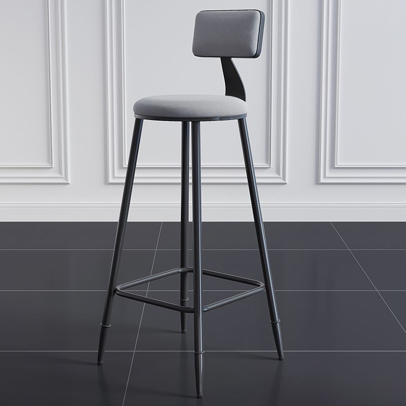 Modern Backrest Counter Stool Iron Milk Tea Shop Bar Stool with Cushion and Pedal