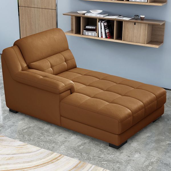 Modern Upholstered Cushioned Leather Pillow Top Arms Chaise Lounge Couch