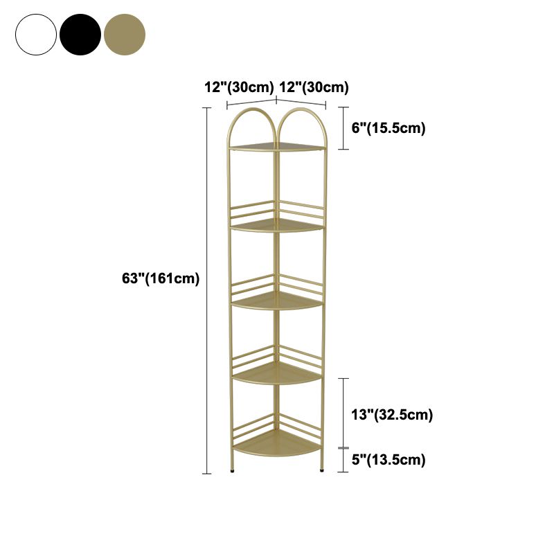 Modern Style Corner Bookshelf Open Back Metal Bookcase for Home