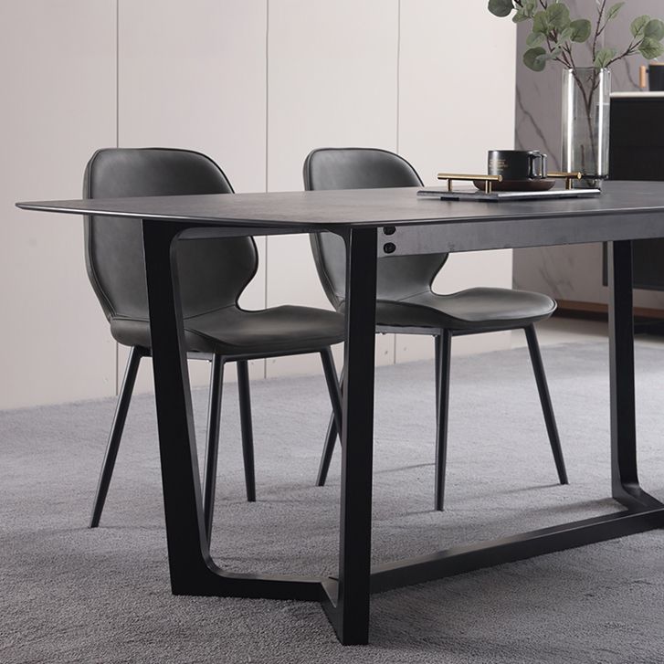 Modern 1/2/3/5 Pieces Dinette Set with Black Sintered Stone Top Rectangle Dining Table Set