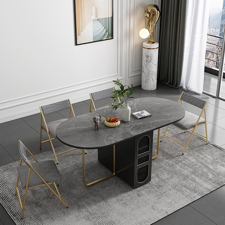 Contemporary Style Oval Dining Table Drop-Leaf Dinner Table,15"L x 31.5"W x 29.5"H