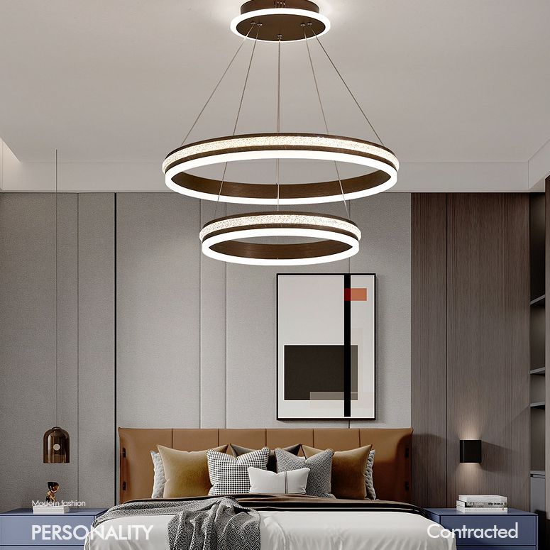 Minimalistische stijlniveaus Kroonluchter verlichting Acryl -salon LED Ring Suspensie Licht armatuur