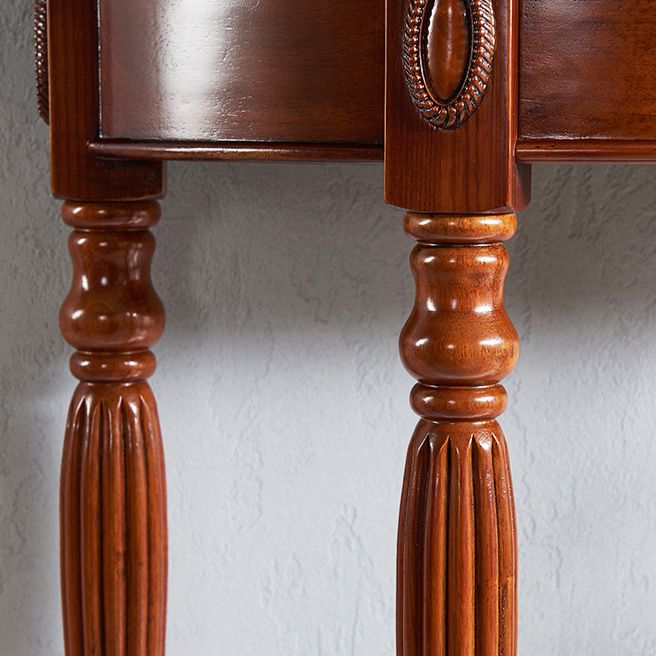 Victorian Brown End Table Half Moon Sofa Console Table for Hall