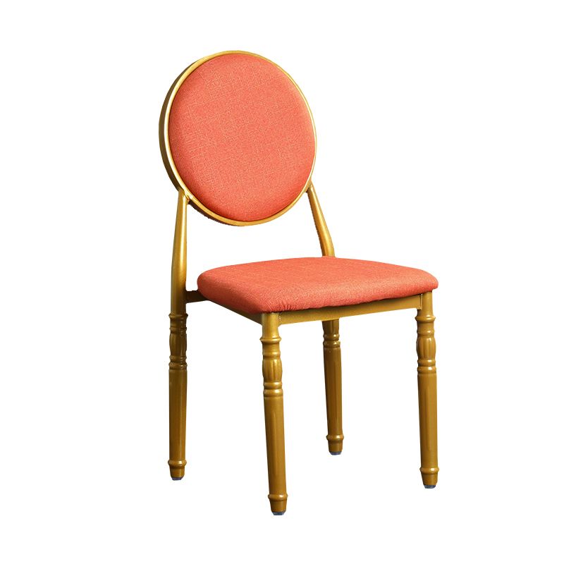 Silla lateral casera escandinava Silla lateral de comedor tapizada de metal con respaldo abierto