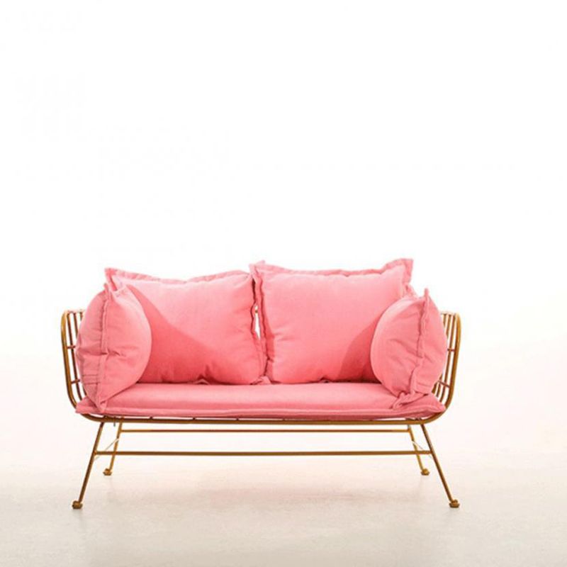 Golden Frame Velvet Loveseat with Pillow Top Arm for Apartment
