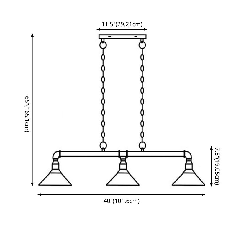 Metal Cone Island Linear Colgante Industrial Comedor de la isla de la isla de la isla