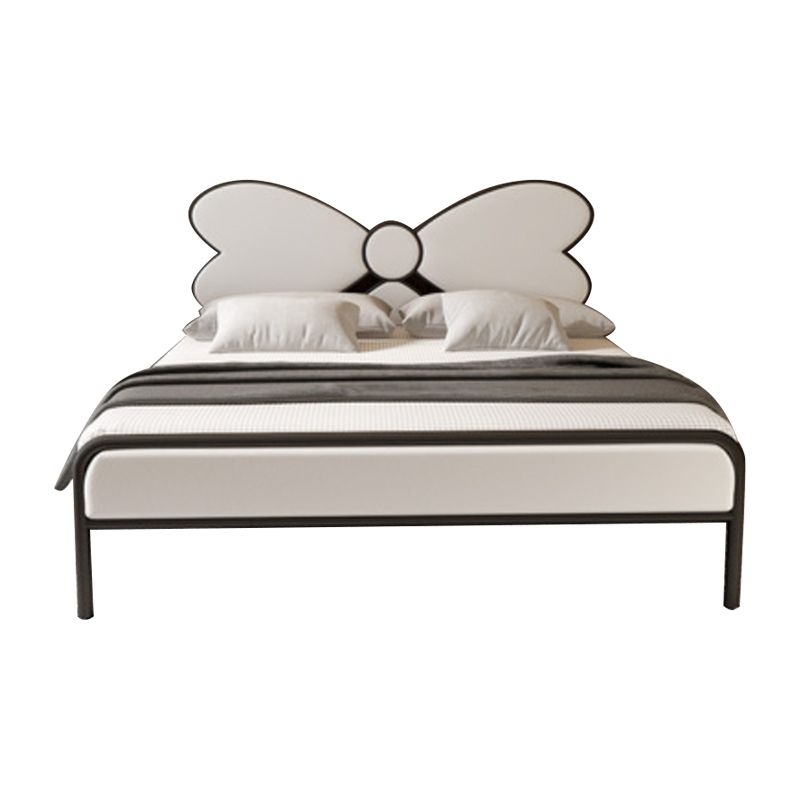 Iron Upholstered Headboard Bed with Metal Legs 43.3" High 78.74" Long