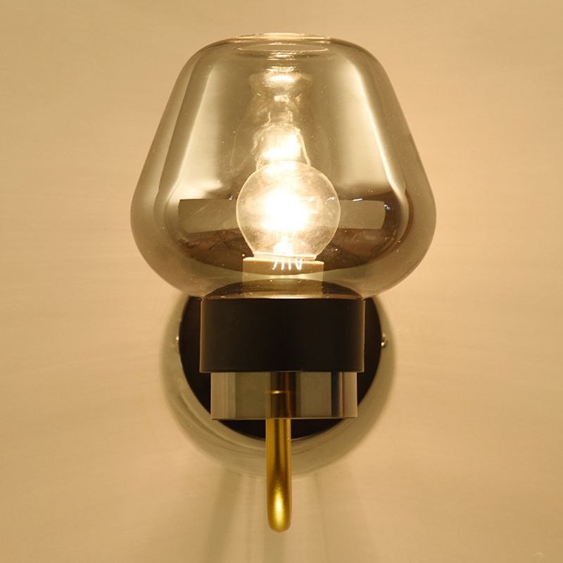 Modern Style Brass Wall Light Bowl Wall Sconce with Glass for Living Room