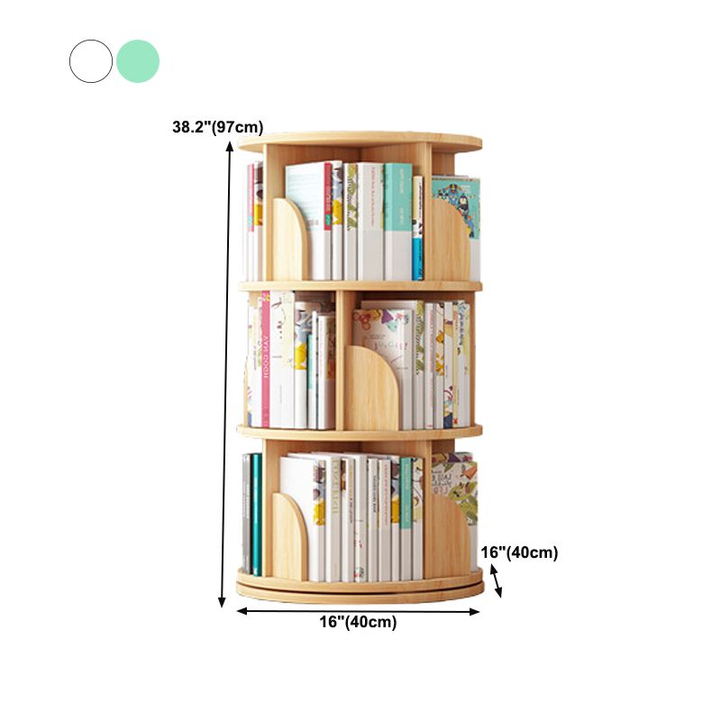 Round Rotatable Bookcase Wooden Closed Storage Bookshelf for Home Office, 16" / 18" W