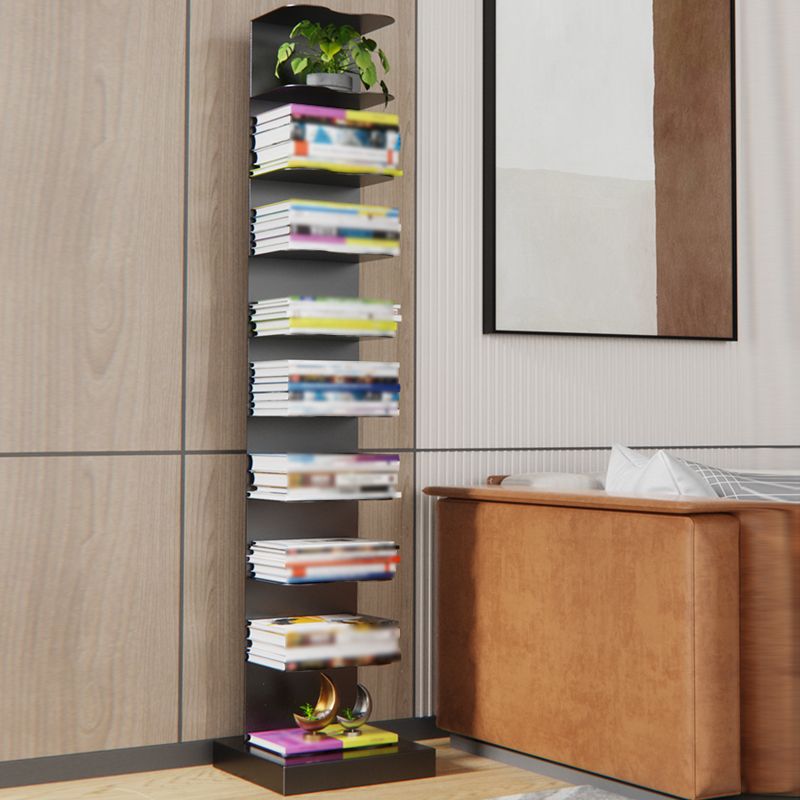 White and Black Corner Bookshelf Closed Back Contemporary Iron Bookshelf