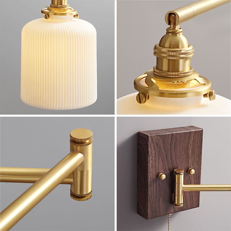 Modern Simple Wall Light Geometry Shape Wall Lamp with Ceramics Shade for Bedroom