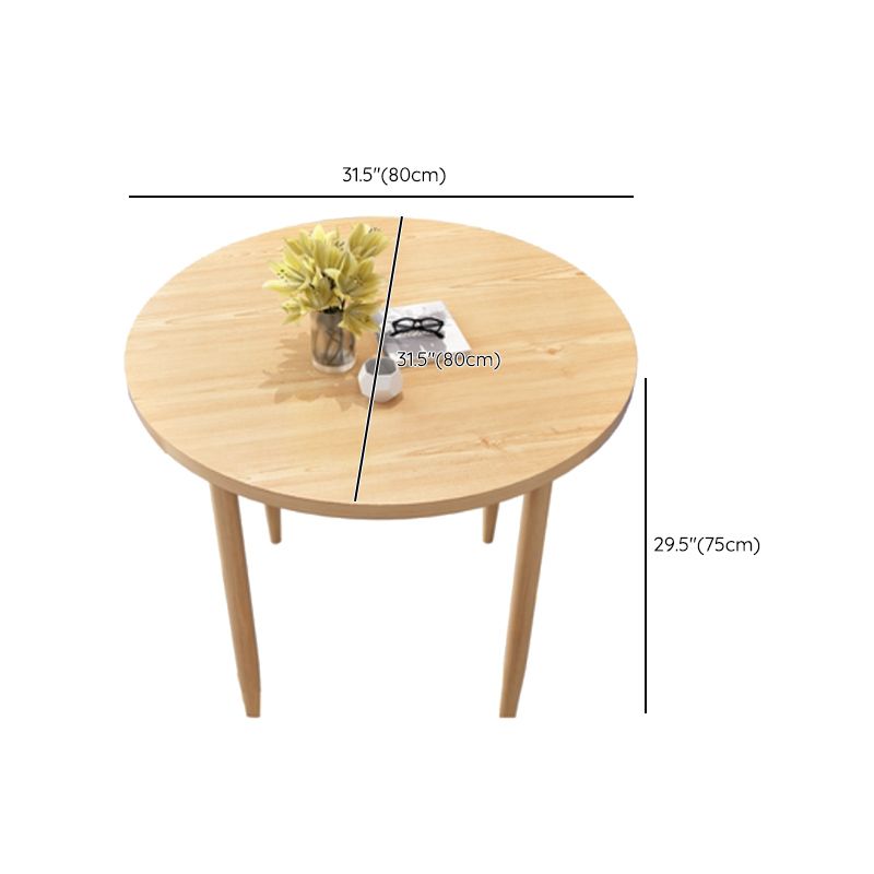 Natural Finish Round Dining Table Modern Dinette Table with 4 Legs
