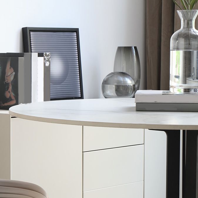 White Stone Dining Set for Home 1/4/5 Pieces Modern Round Table Set