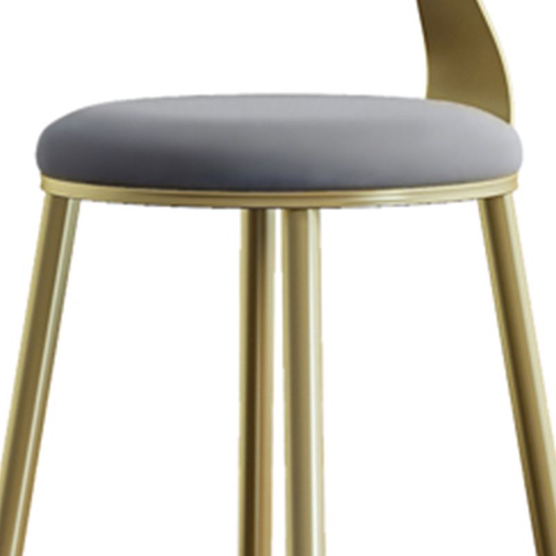 Nordic Armless Backrest Counter Stool Iron Dessert Shop Bar Stool with Velvet Cushion
