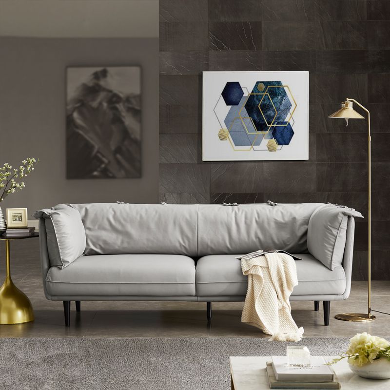 Modern Faux Leather Standard Settee Tuxedo Arm Sofa for Living Room
