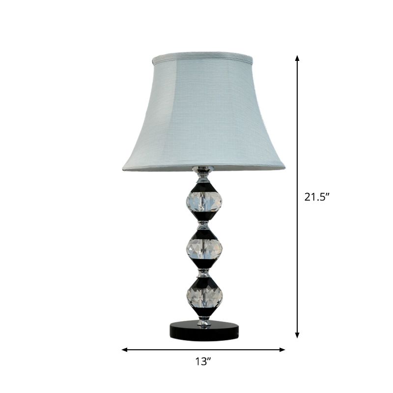 1 tête biseauté orbes table lumineuse moderne lampe de support de nuit en cristal clair avec nuance de tissu cloche