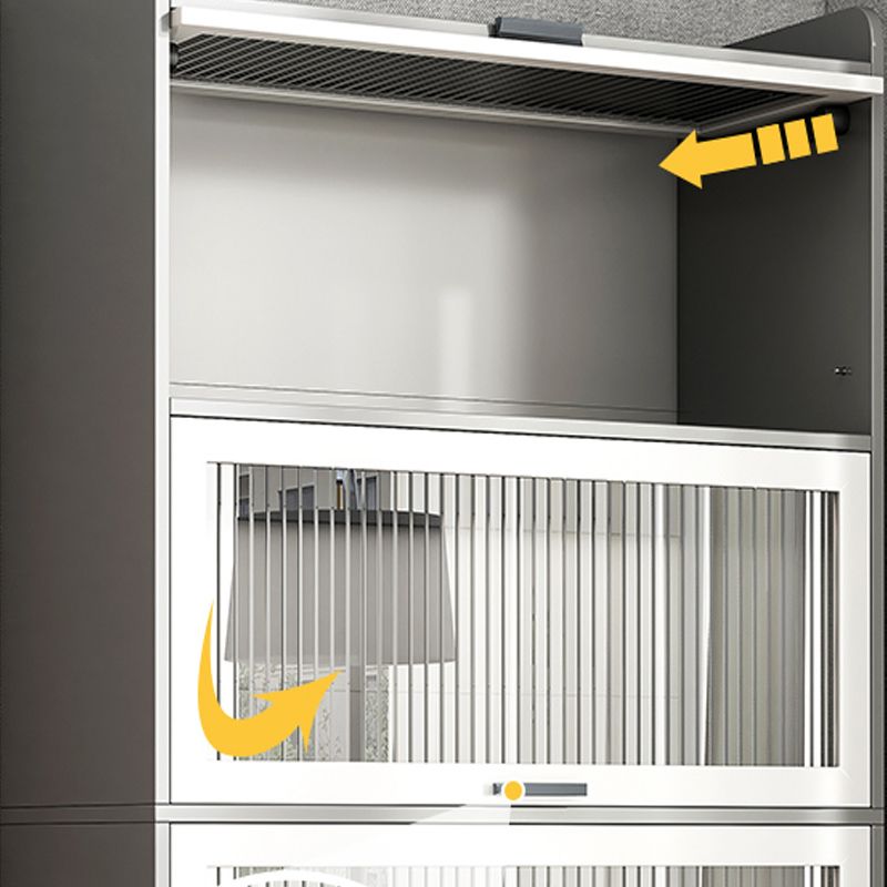 Modern Wood Storage Cabinet Square Bar Pulls Accent Chest with Doors