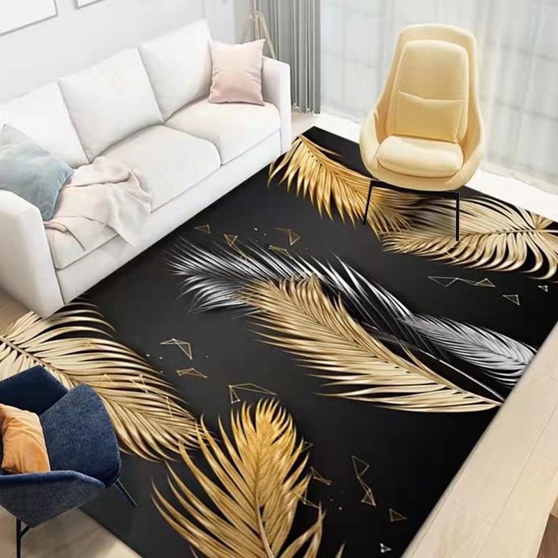 Gray Feather Carpet Polyester Modern Carpet Non-Slip Backing Carpet for Home Decor