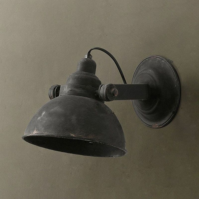 Luci di applique a cupola industriale Metal 1 Light Fun a monte della parete leggera in nero
