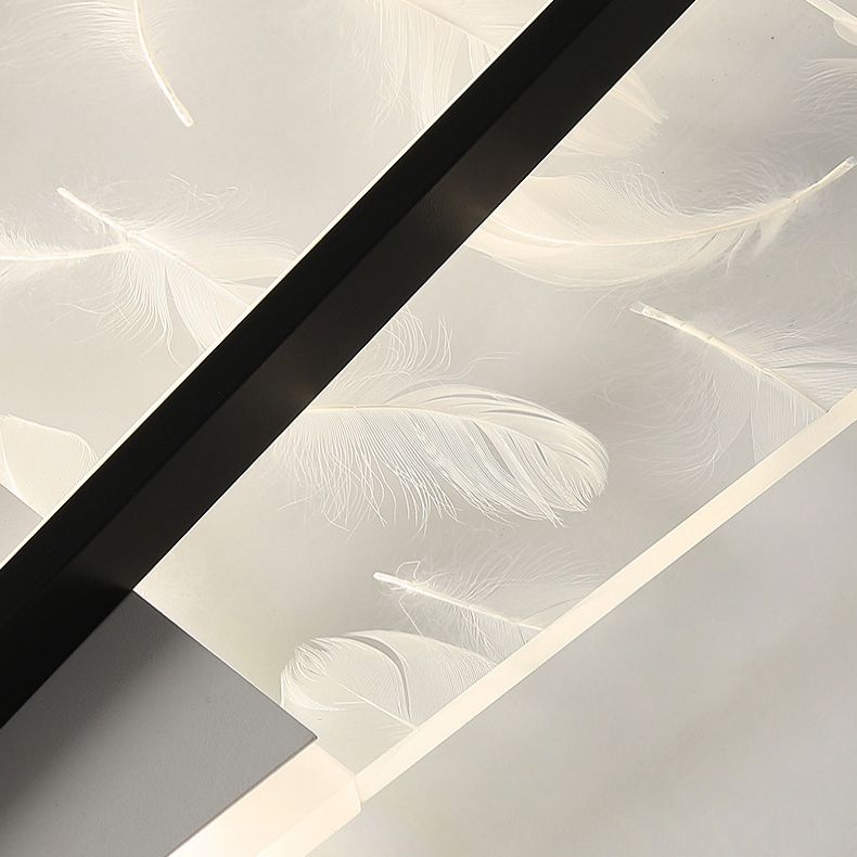 Geometric Feather LED Semi Flush Mount in Modern Simplicity Wrought Iron Ceiling Light for Interior Spaces