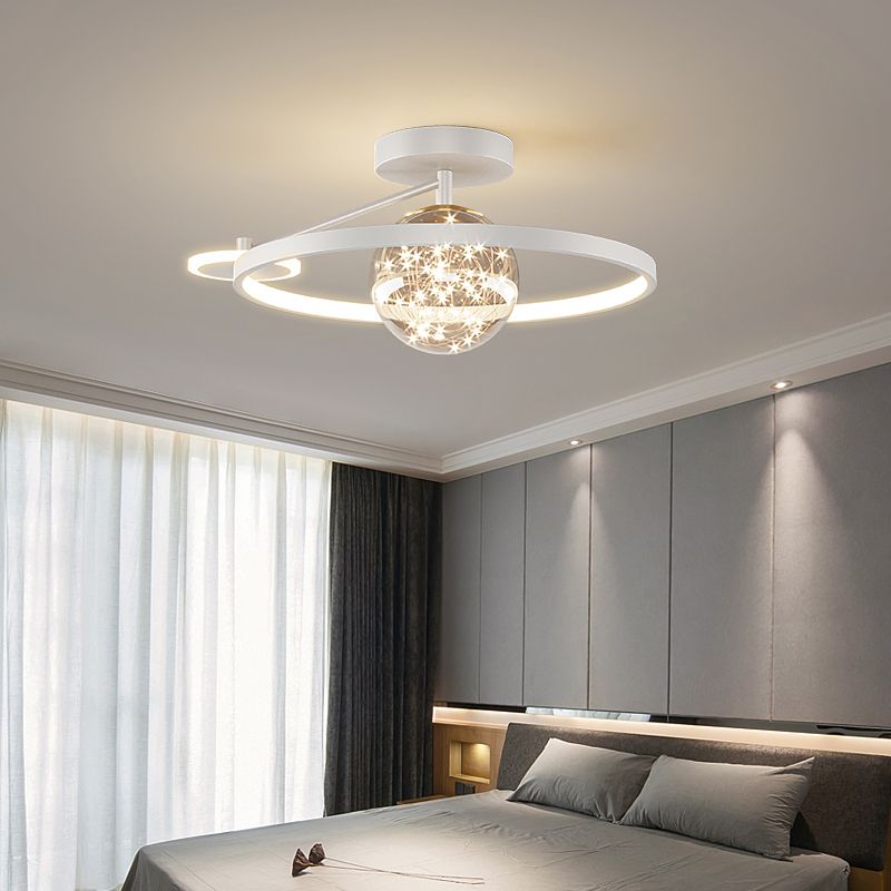 Round Shape LED Sky Star Ceiling Lamp Modern Iron 3 Lights Flush Mount for Dining Room