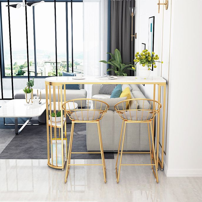 Glam Metal Bar Table Set 1/2/3 Pieces Rectangle Bar Table with High Stools for Kitchen