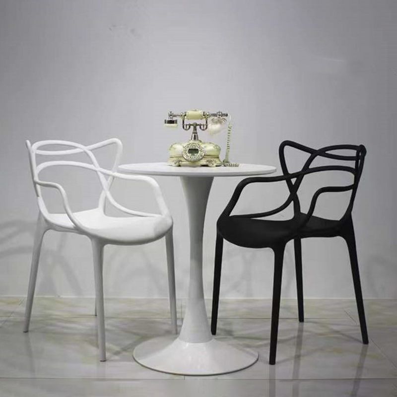 Contemporary Style Dining Armchair Plastic Open Back Dining Chair