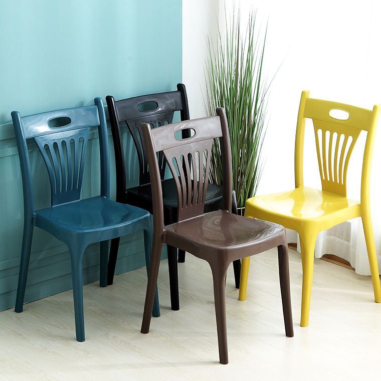 Sillas de comedor de estilo nórdico, silla auxiliar de plástico sin brazos para cocina (juego de 4)