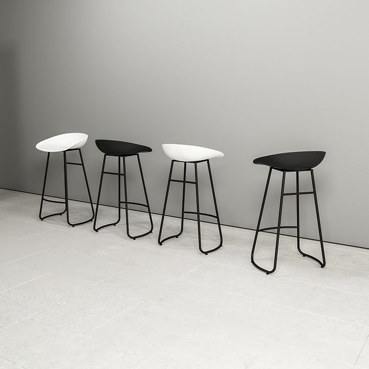 Modern Milk Tea Shop Low Back Stool Matte Finish Plastic Barstool