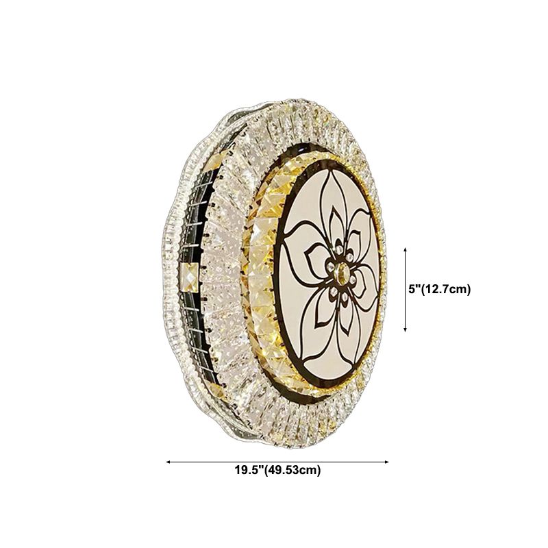 Modern Simple Ceiling Light Circle Shape Ceiling Lamp with Crystal Shade for Bedroom