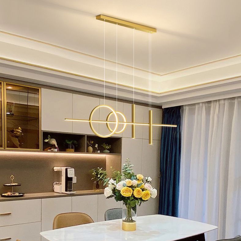 Silicone LED Linear Island Pendant Light in Modern Creative Style Wrought Iron Pendant Light for Interior Spaces