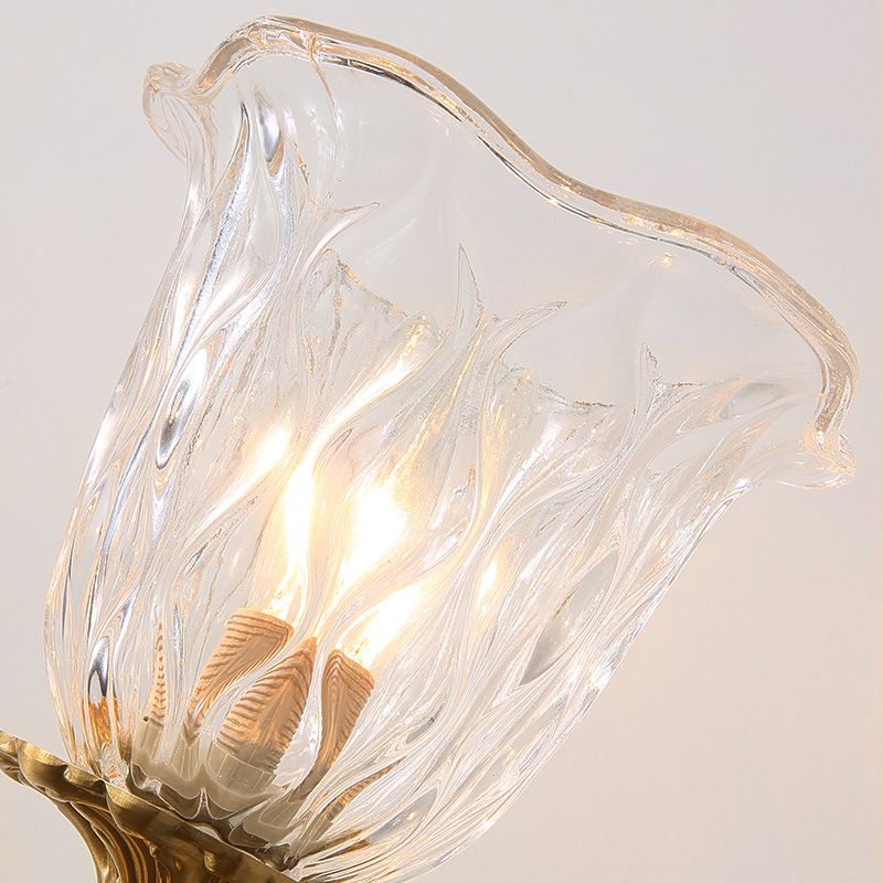Ripple Glass Gold Wall Light Ruffled Classic Wall Mounted Light Fixture for Corridor