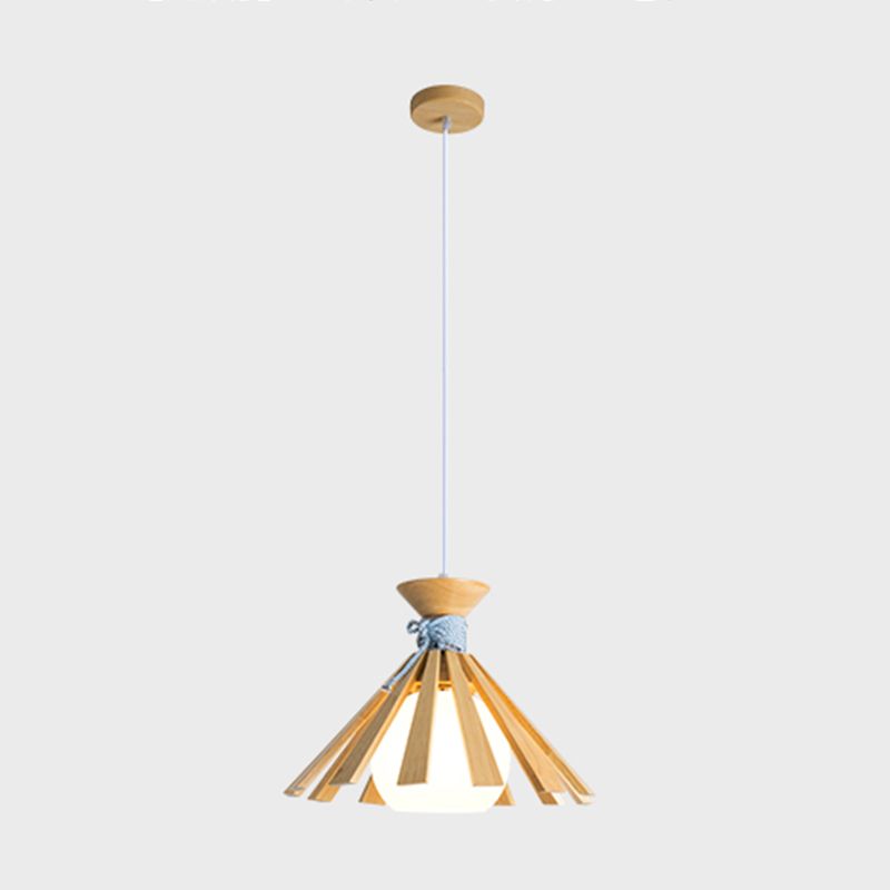 Minimaliste moderne à la lampe suspendue à la lampe en bois de bois avec une teinte en verre