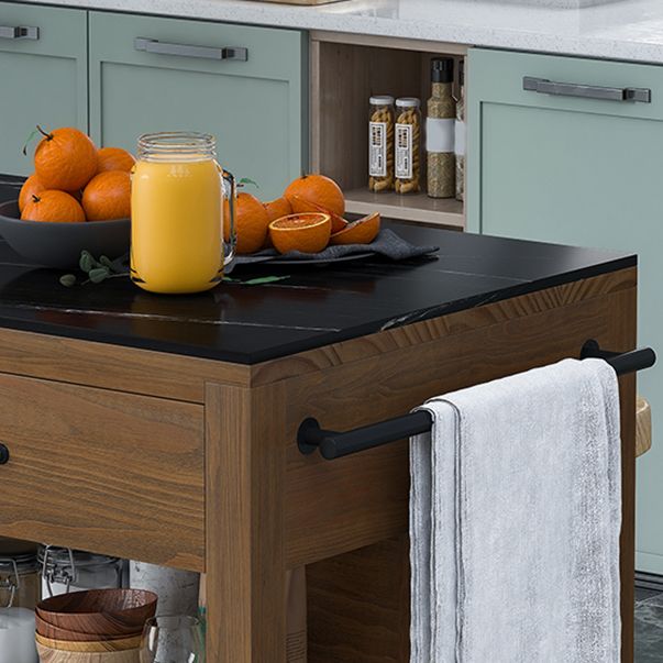 Contemporary Stationary Kitchen Island Set Wood Rectangular Kitchen Island Set