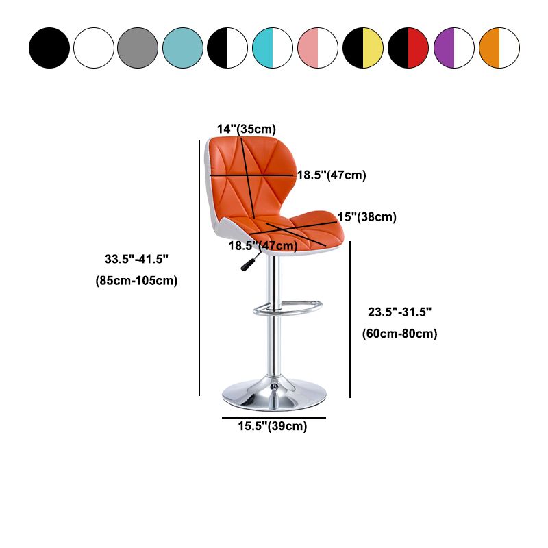 Modern Metal Barstool Faux Leather Counter Stool in Matte Finish