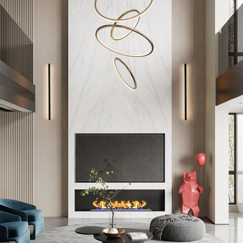 Lineare Form Metallwand Licht moderne Einlichtwandhalterung Leuchte in Schwarz