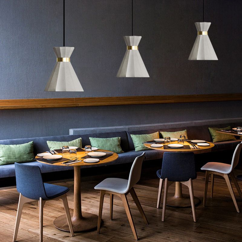 Flared Down Lighting Anhänger moderner Stil Zement 1 hängende Leuchten in Grau