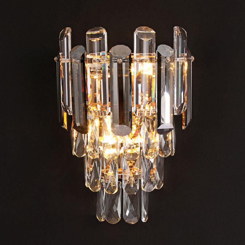 Geometric Shape Crystal Wall Sconces Modern 2-Lights Wall Mount Light Fixture