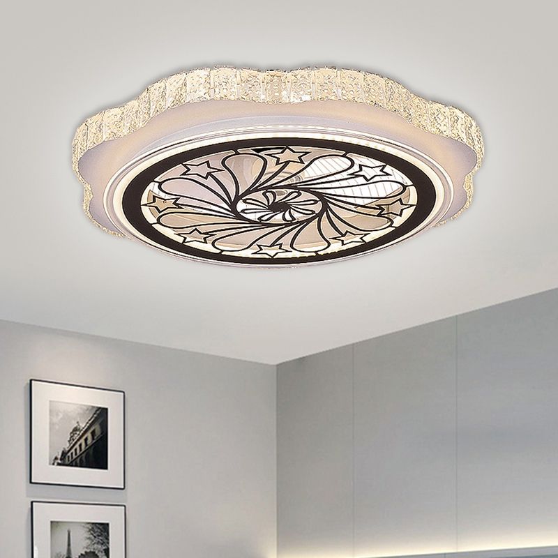 Sonnenblumen/Pflaumenblüten/Sternmuster Hanging Lüfter Licht moderne rechteckige Kristalle 23,5 "W LED White Semi-Flush Mount