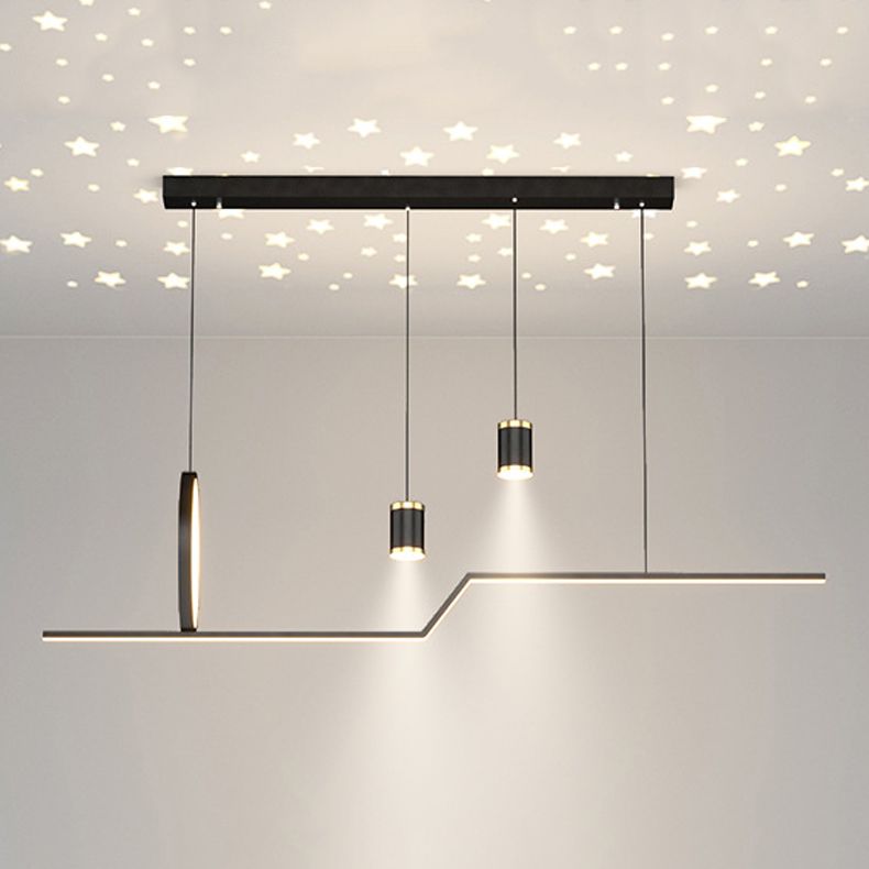 Nordic Metal Island Light Geométrico 39.5 "de ancho Multi Light Island Colgante para comedor