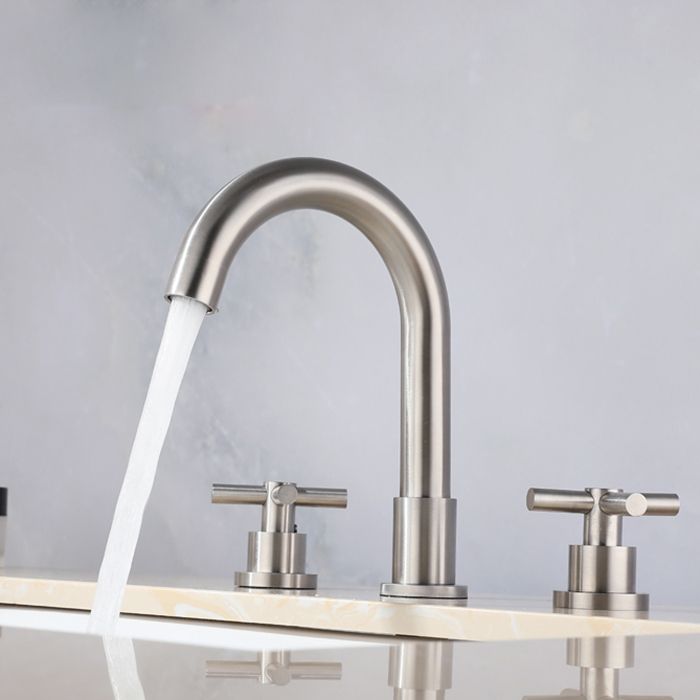Stainless Steel Sink Faucet Circular Cross Handles Faucet for Bathroom